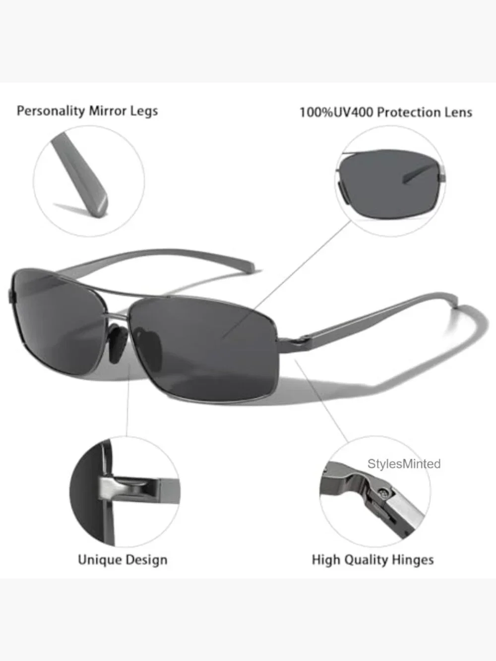 Ultra Lightweight Aluminum-Magnesium Polarized UV400 Sunglasses